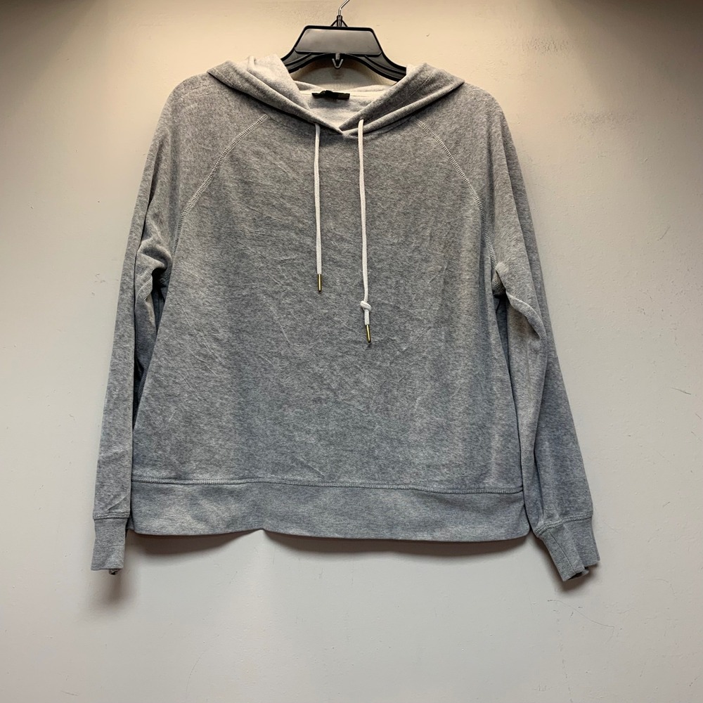 J.Crew Terry Cloth Hoodie Womens Small Grey Excellent Raglan Pullover Drawstring